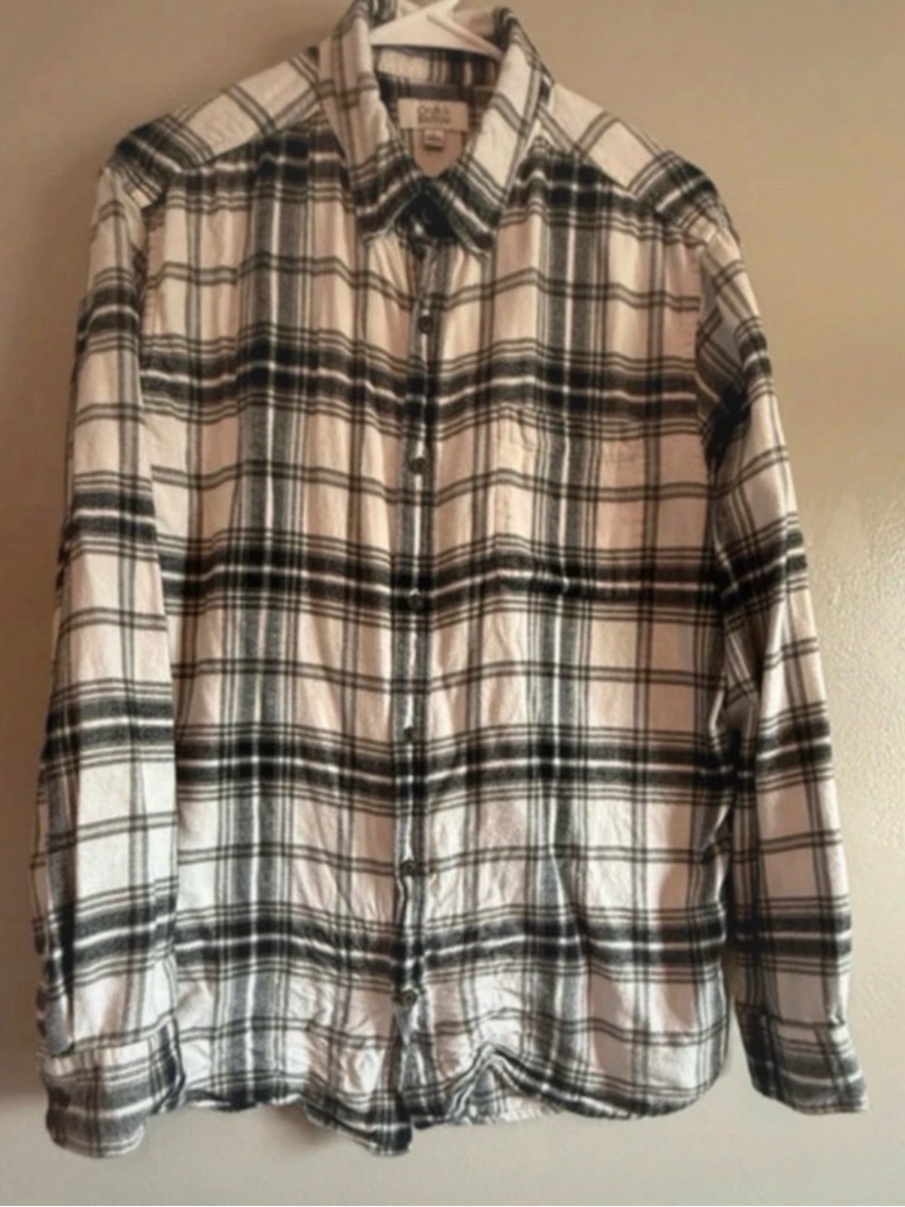 Croft & Barrow Black and White Plaid Flannel Shirt Size L